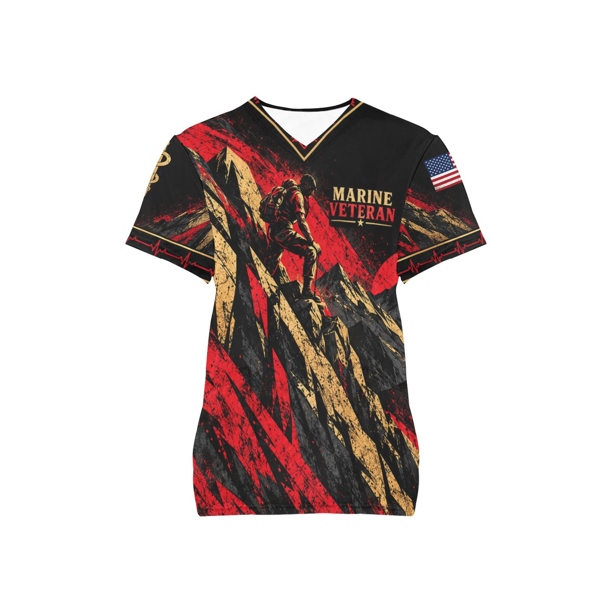 Scarlet Resolve — Marine Corps Veteran All-Over Print Scrub Top