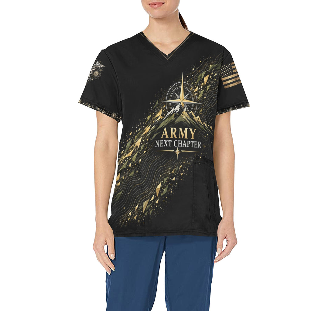 Next Chapter — Army New Year's All-Over Print Scrub Top