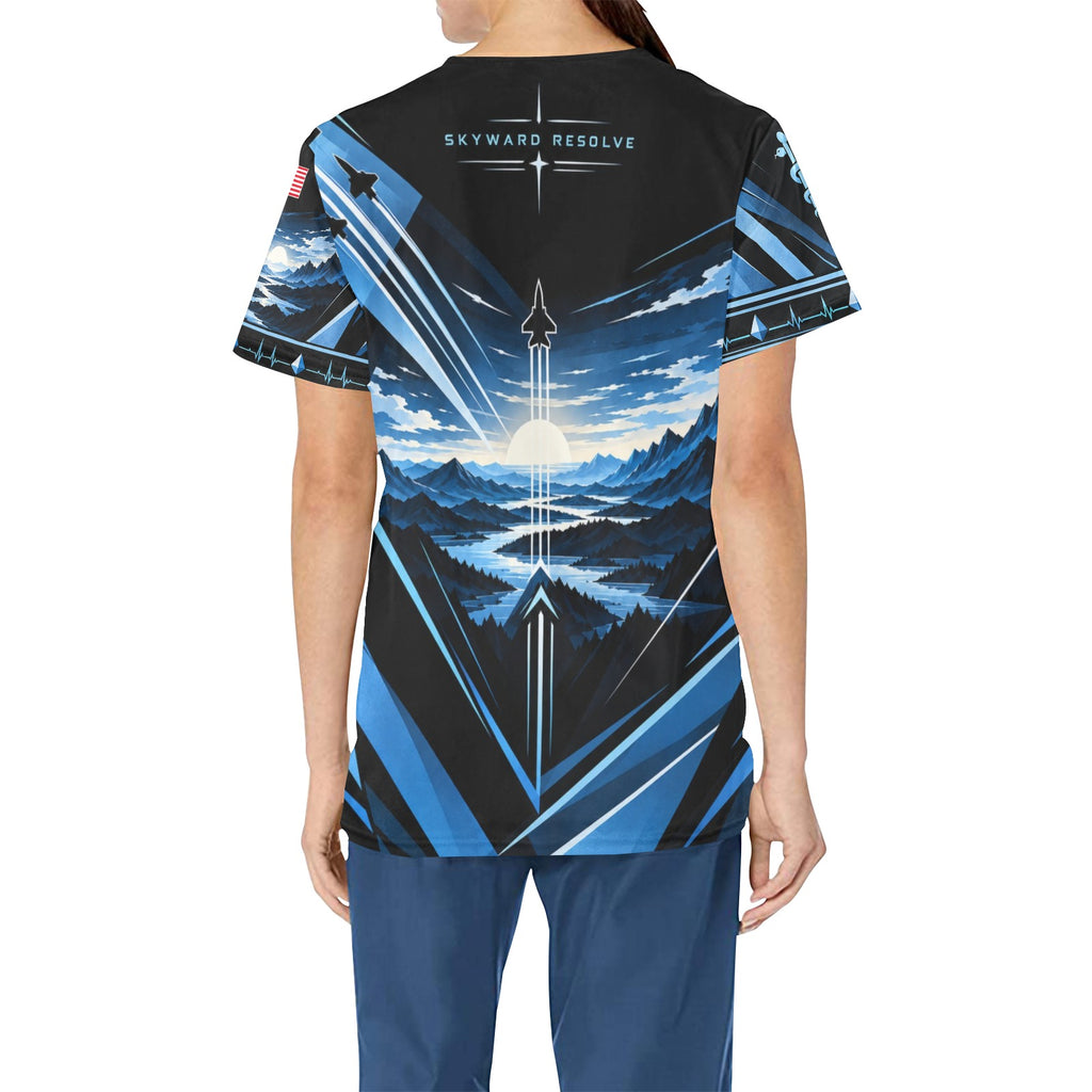 Skyward Resolve — Air Force Veteran All-Over Print Scrub Top