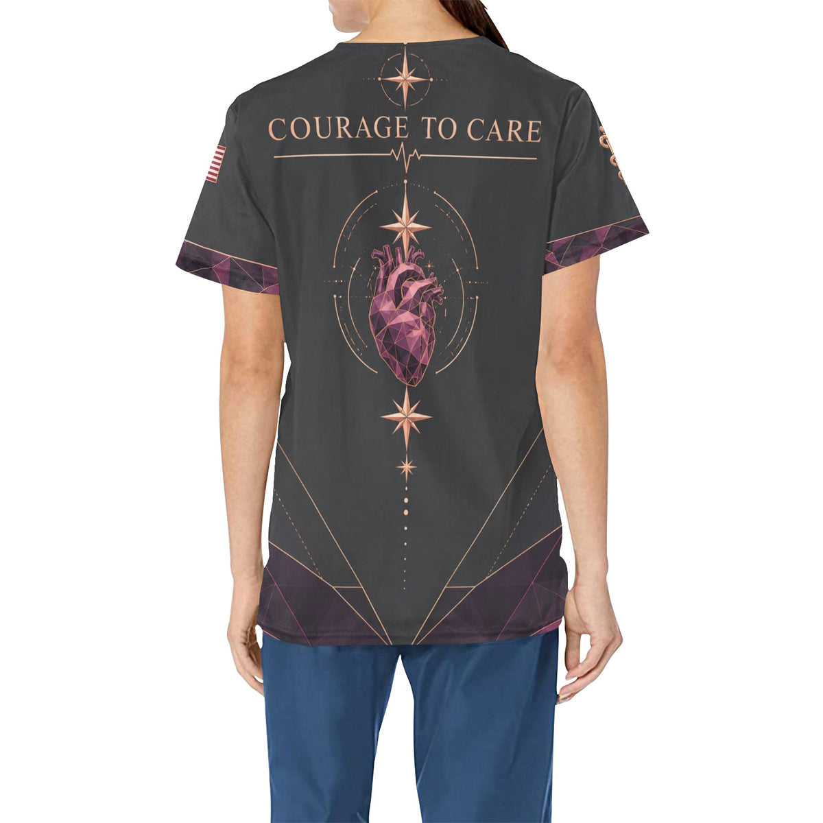 Courage to Care — Veteran Medical All-Over Print Scrub Top