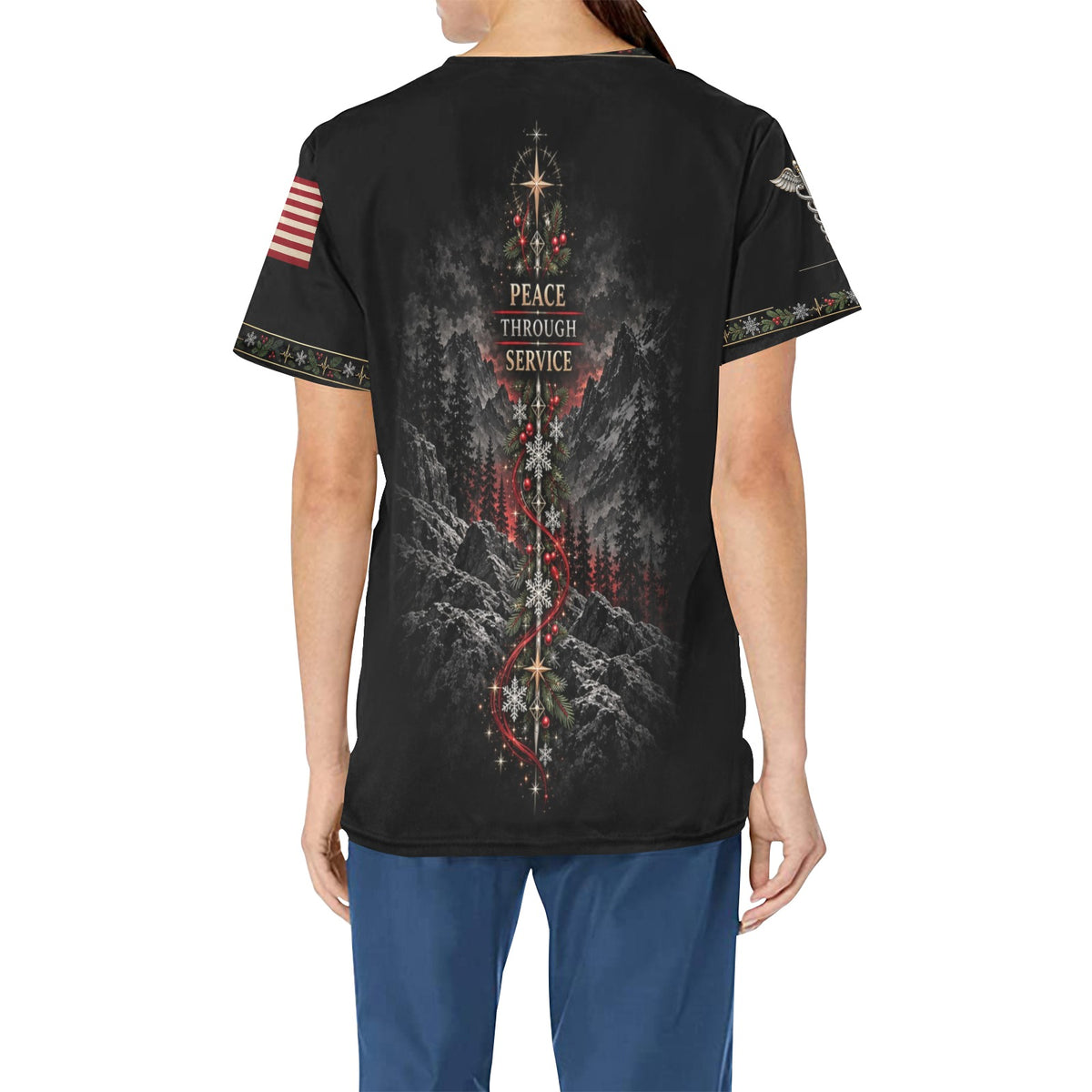 Winter Watch — Marine Corps Christmas All-Over Print Scrub Top