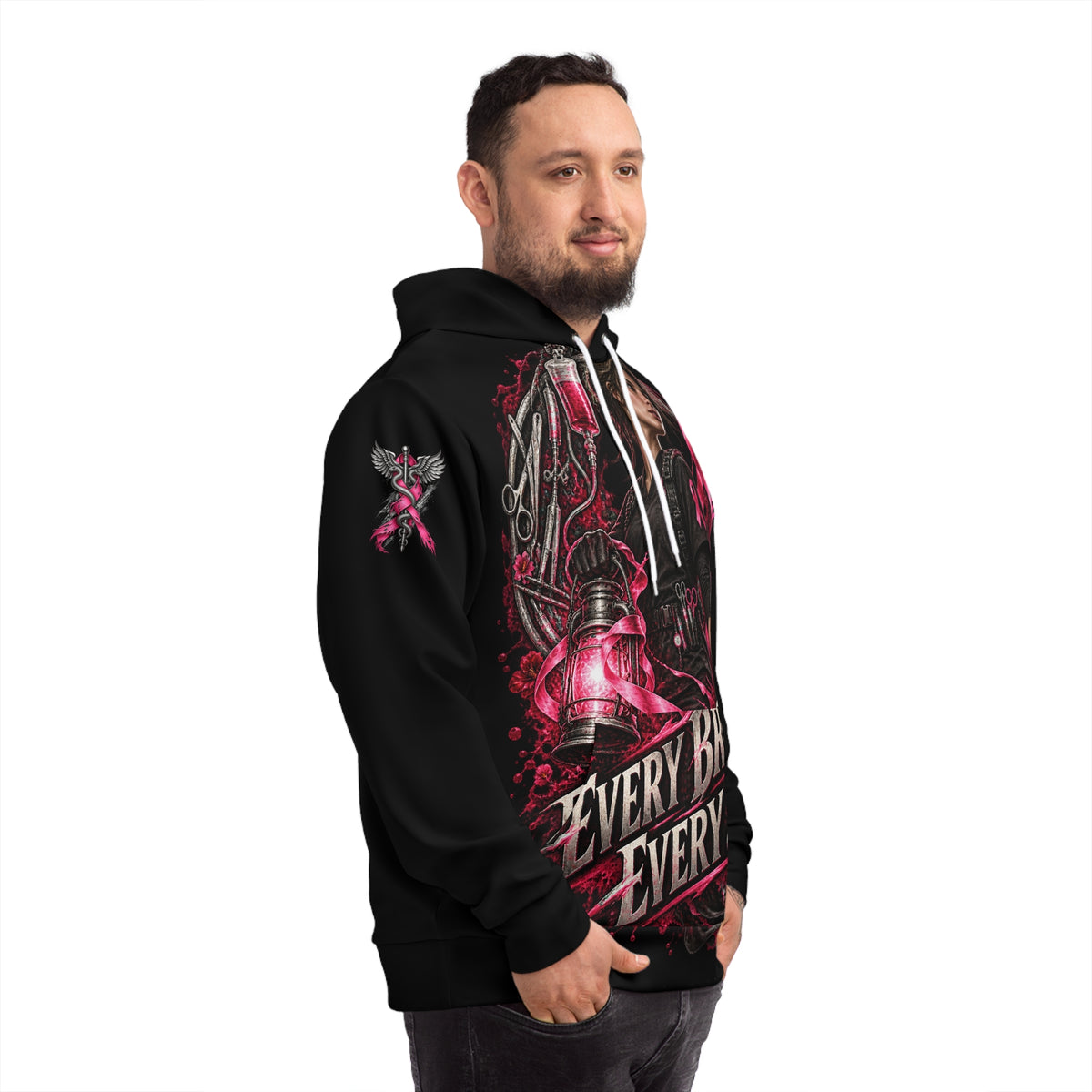 Every Breath Every Shift — Breast Cancer Awareness Medical Hoodie