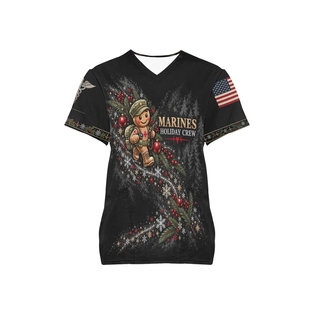 Holiday Crew — Marine Corps Christmas All-Over Print Scrub Top