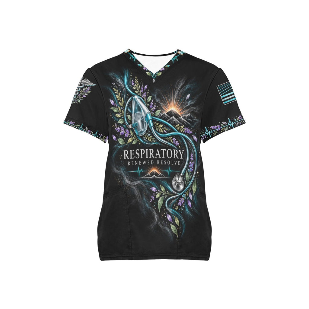 Renewed Resolve — Respiratory Easter All-Over Print Scrub Top