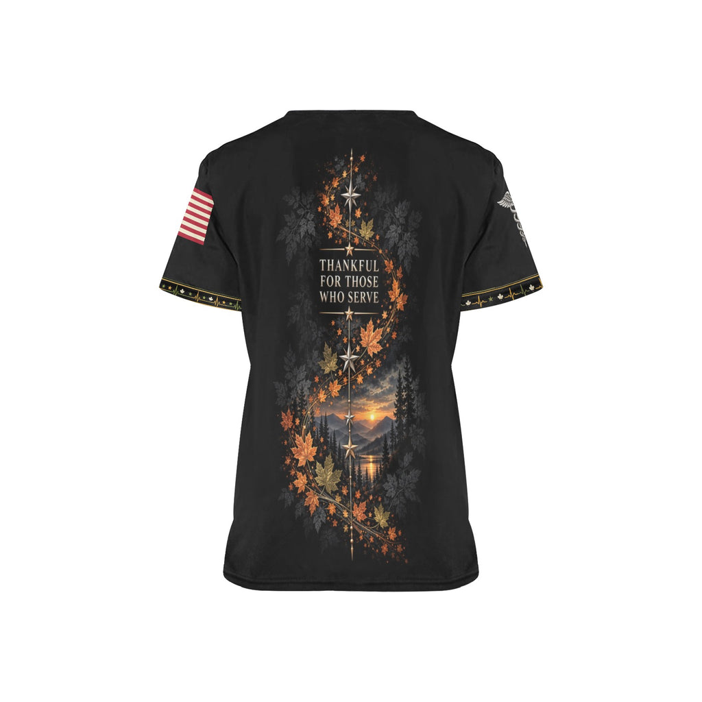 Grateful Watch — Veterans Thanksgiving All-Over Print Scrub Top