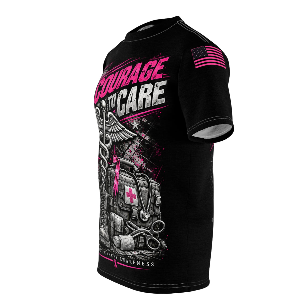 Courage to Care — Military Medical Breast Cancer Awareness AOP T-Shirt
