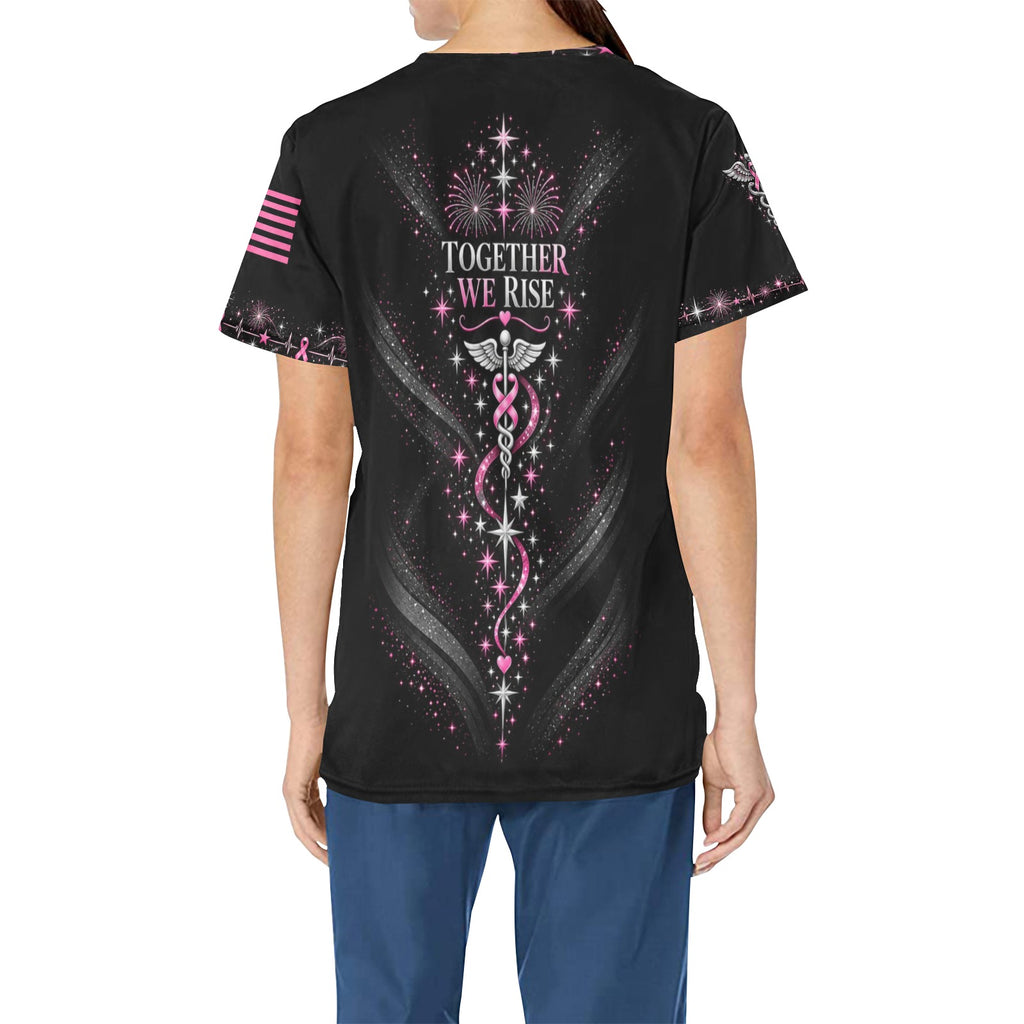 New Year Crew — Breast Cancer Awareness New Year's All-Over Print Scrub Top