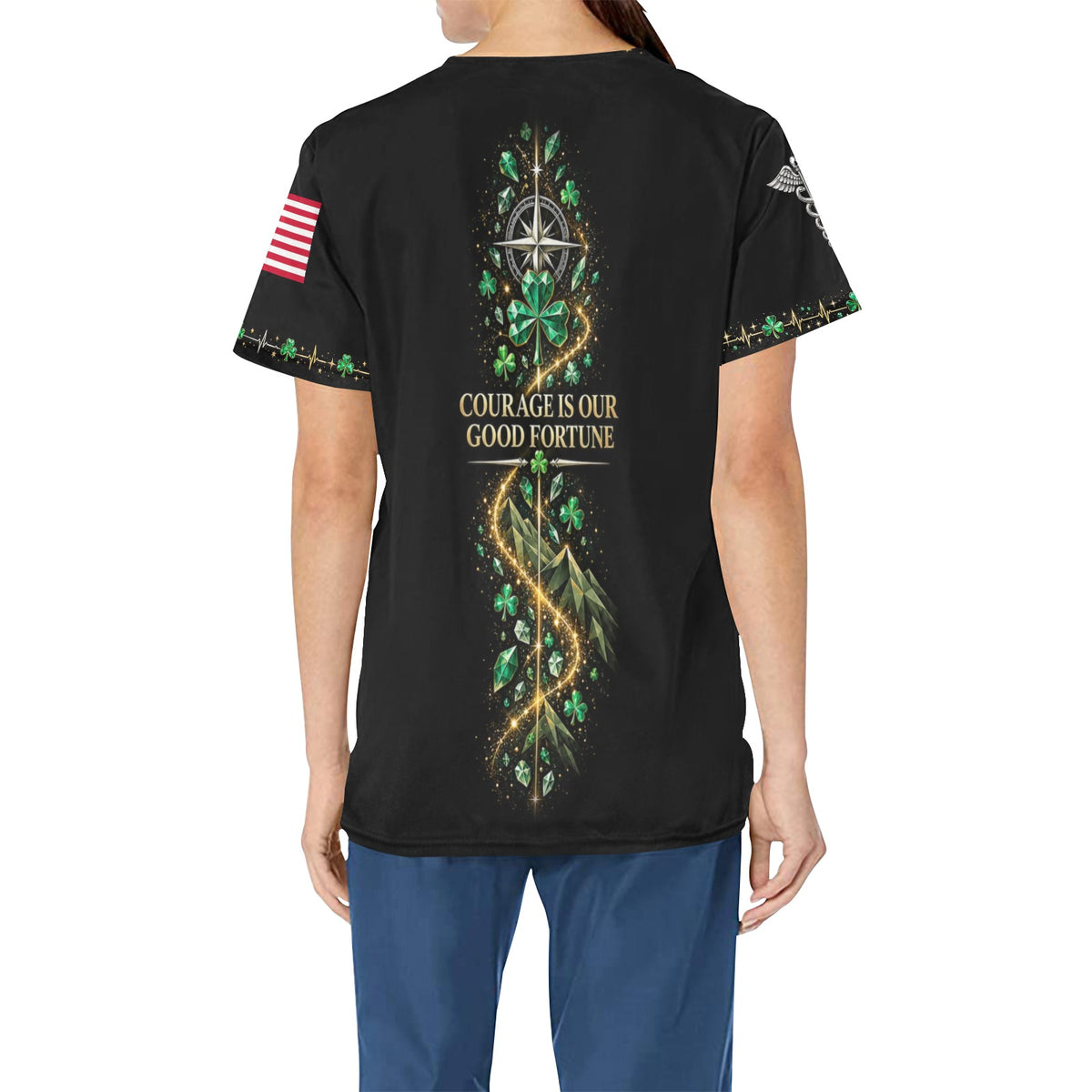 Emerald Resolve — Army St. Patrick's Day All-Over Print Scrub Top