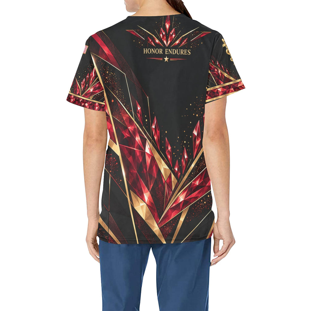 Ruby Honor — Marine Corps Veteran All-Over Print Scrub Top