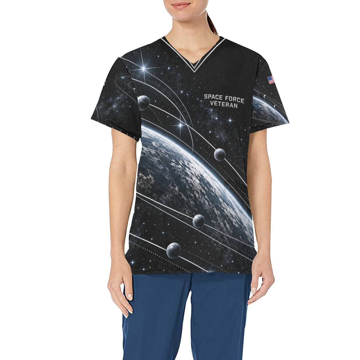 Orbital Watch — Space Force Veteran All-Over Print Scrub Top