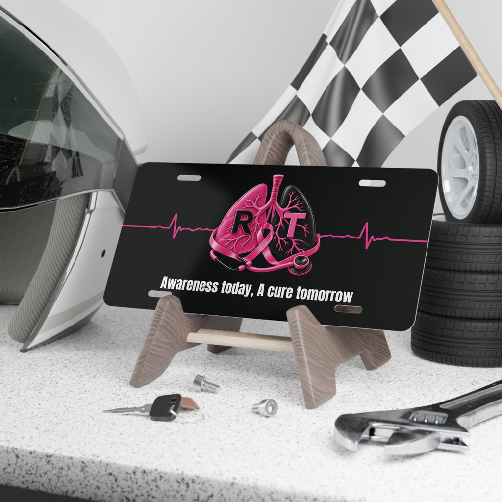 Respiratory Therapy Pink Ribbon Awareness License Plate – 12 × 6 in