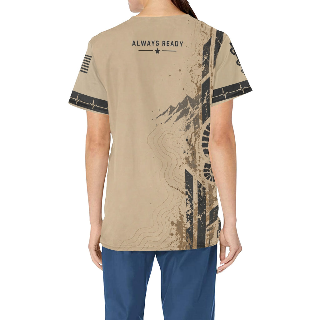 Grounded in Service — Army Veteran All-Over Print Scrub Top