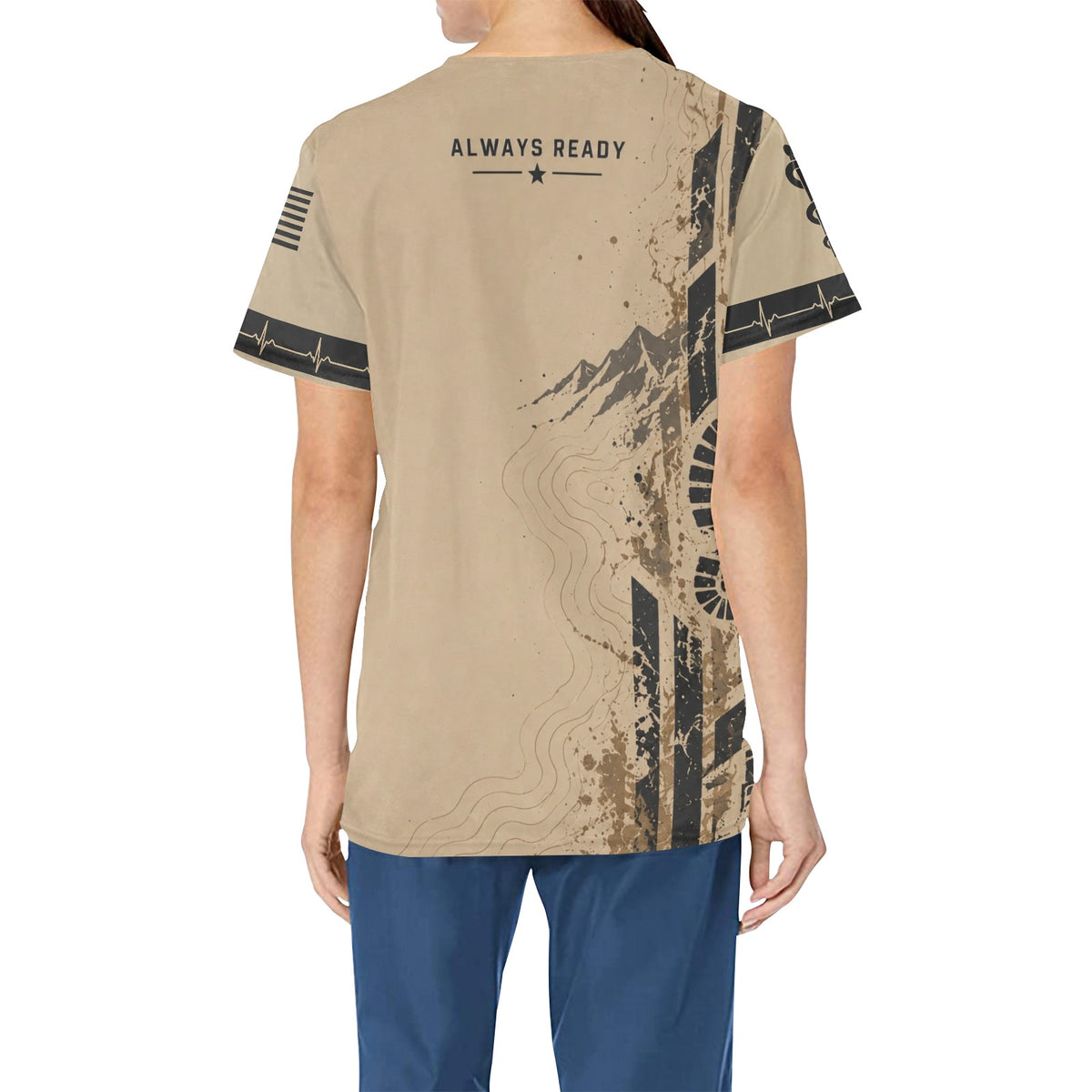 Grounded in Service — Army Veteran All-Over Print Scrub Top