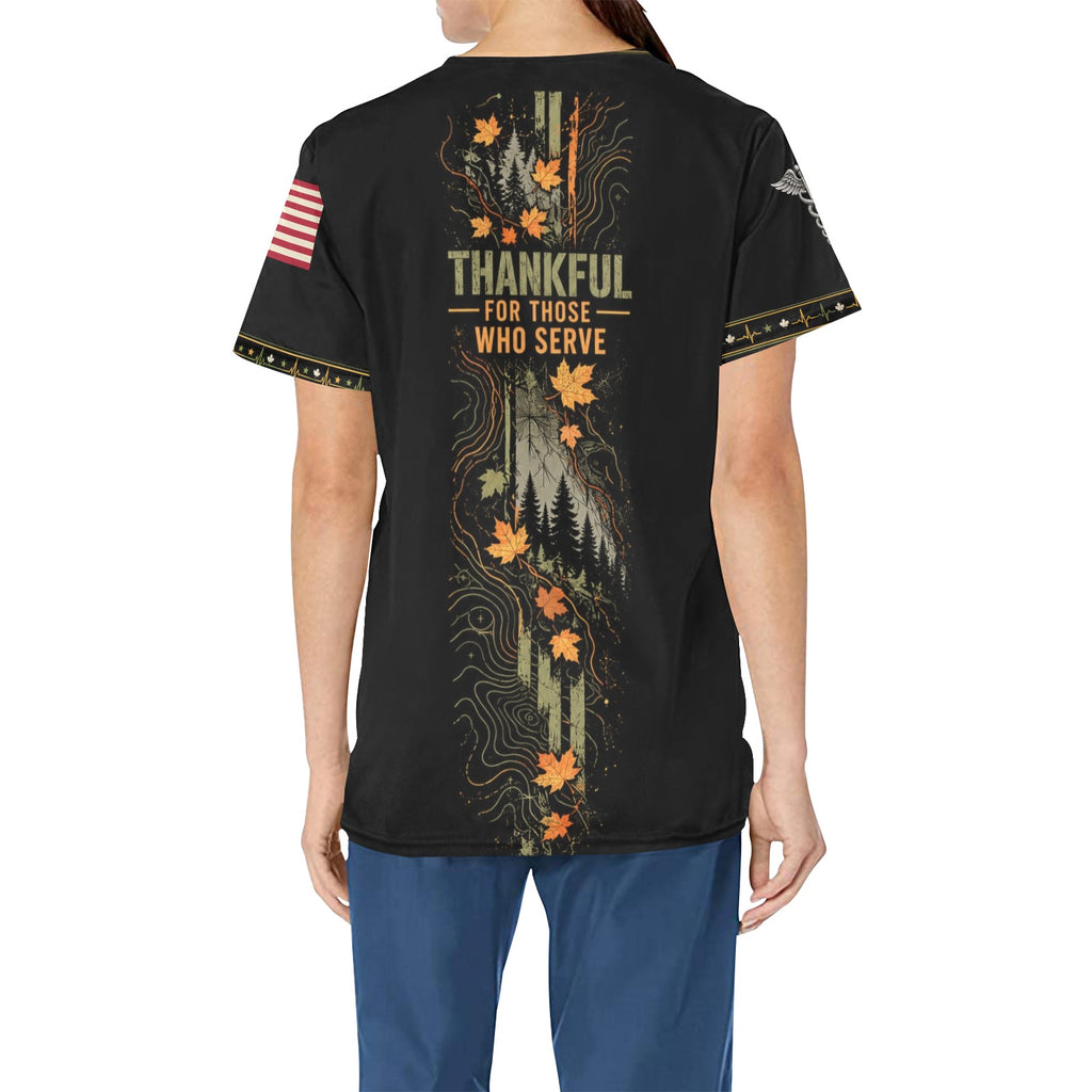 Grateful Watch — Army Thanksgiving All-Over Print Scrub Top