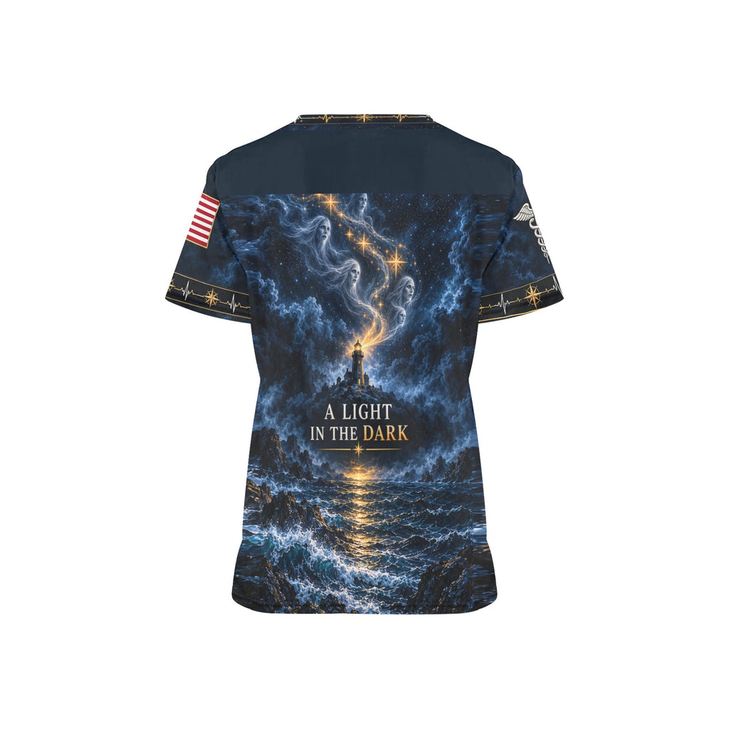 Haunted Beacon — Coast Guard Halloween All-Over Print Scrub Top