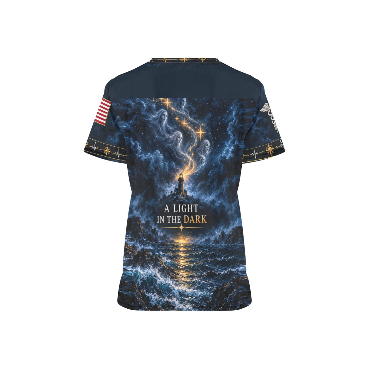 Haunted Beacon — Coast Guard Halloween All-Over Print Scrub Top