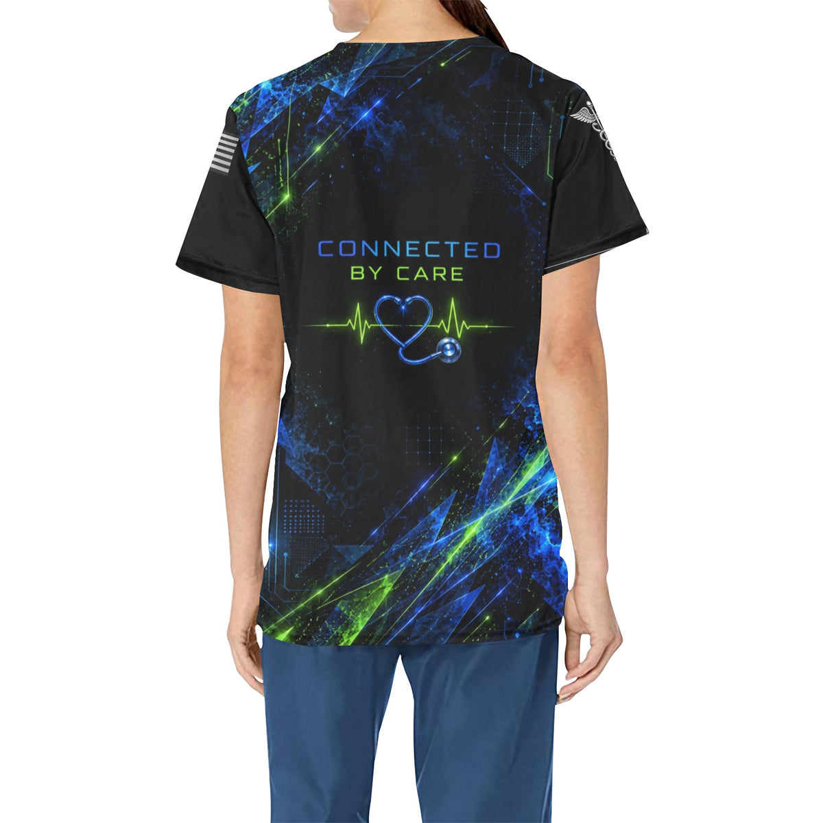 Electric Rounds — Nursing All-Over Print Scrub Top