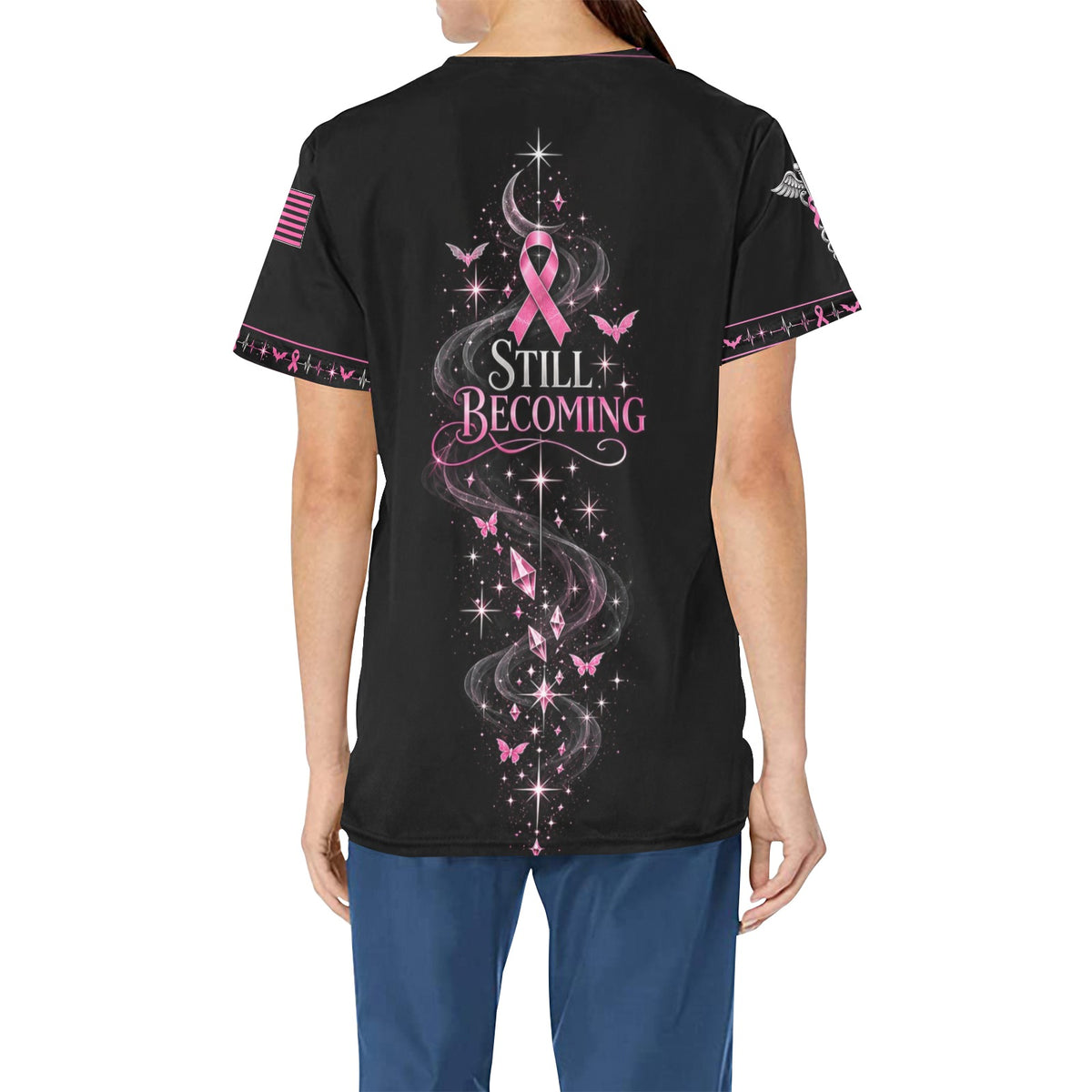 Wings of Hope — Breast Cancer Halloween All-Over Print Scrub Top