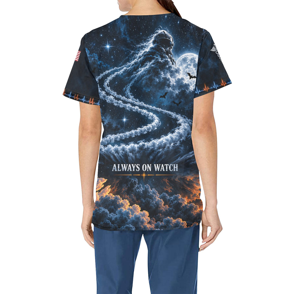 Phantom Flight — Air Force Halloween All-Over Print Scrub Top