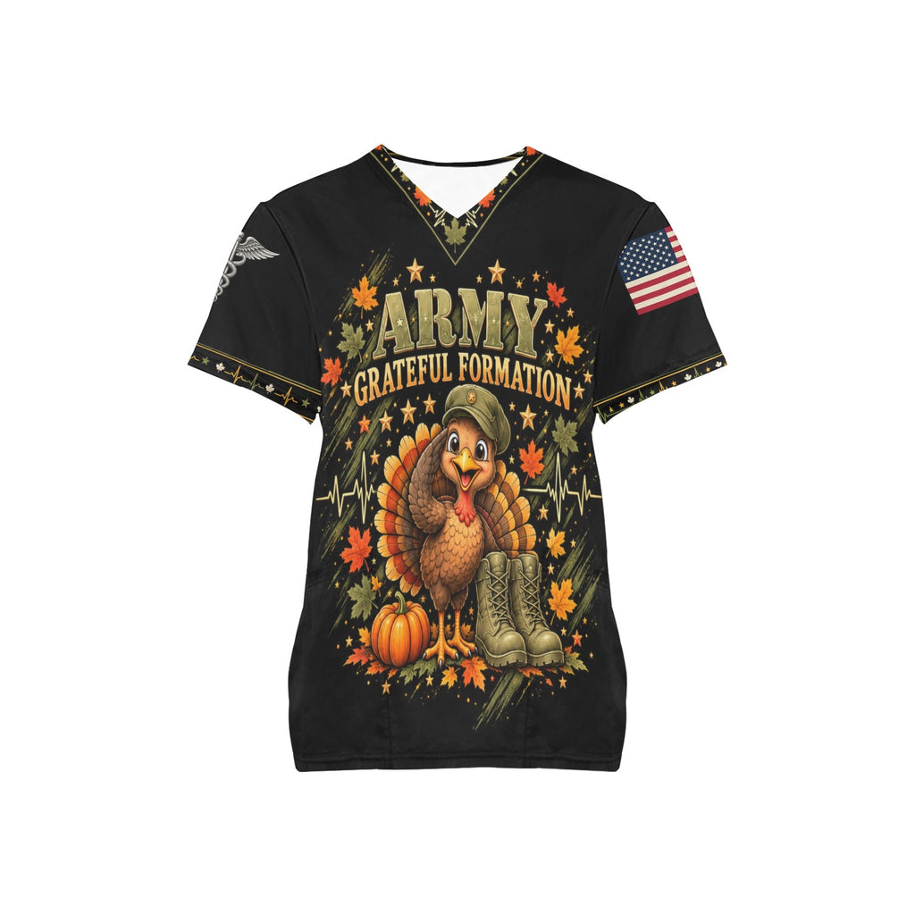 Grateful Formation — Army Thanksgiving All-Over Print Scrub Top