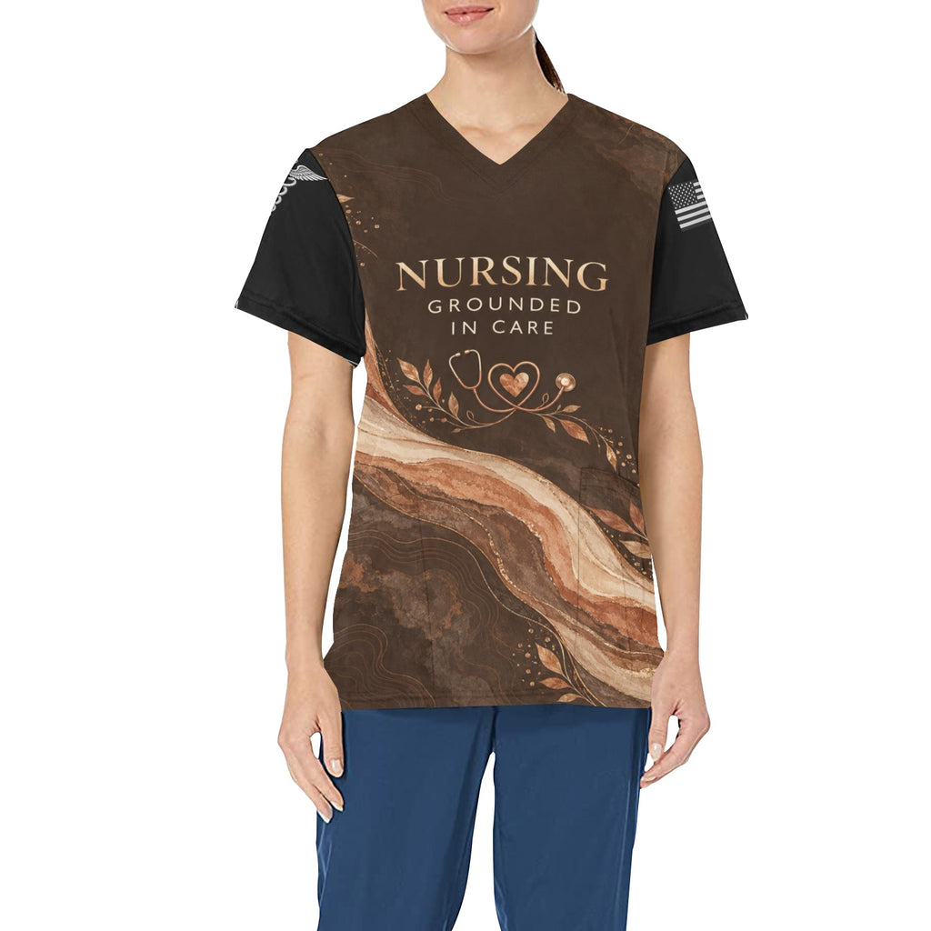 Desert Calm — Nursing All-Over Print Scrub Top