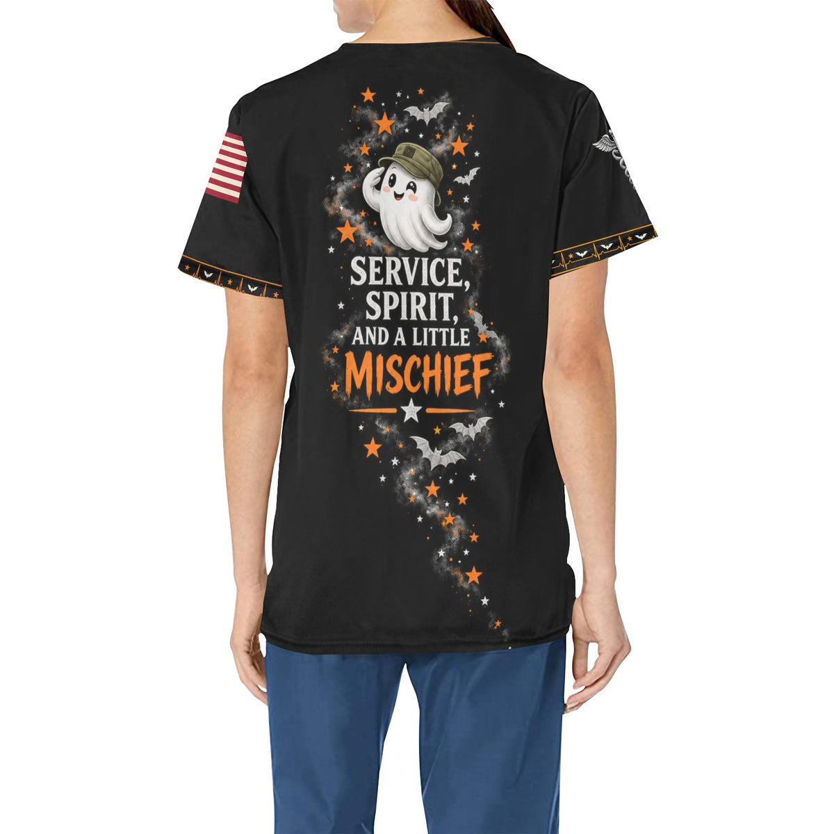Veteran Boo Crew — Veteran Halloween All-Over Print Scrub Top