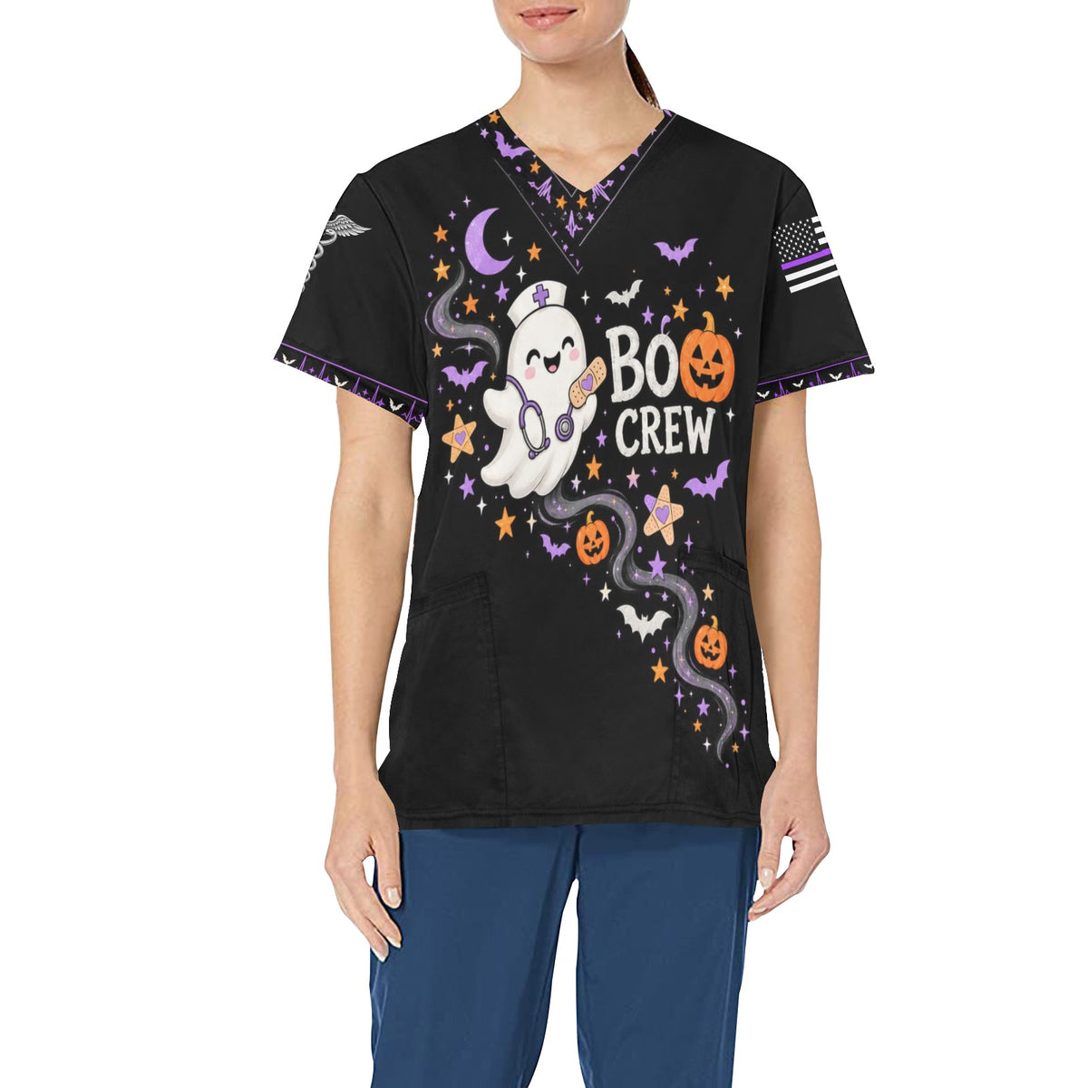 Boo Crew Medical — Medical Halloween All-Over Print Scrub Top