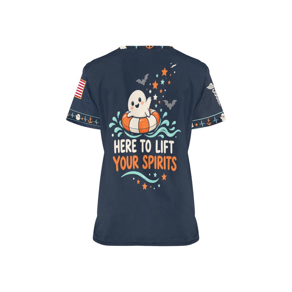 Boo Crew Rescue — Coast Guard Halloween All-Over Print Scrub Top