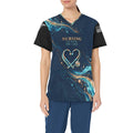 Ocean Rounds — Nursing All-Over Print Scrub Top