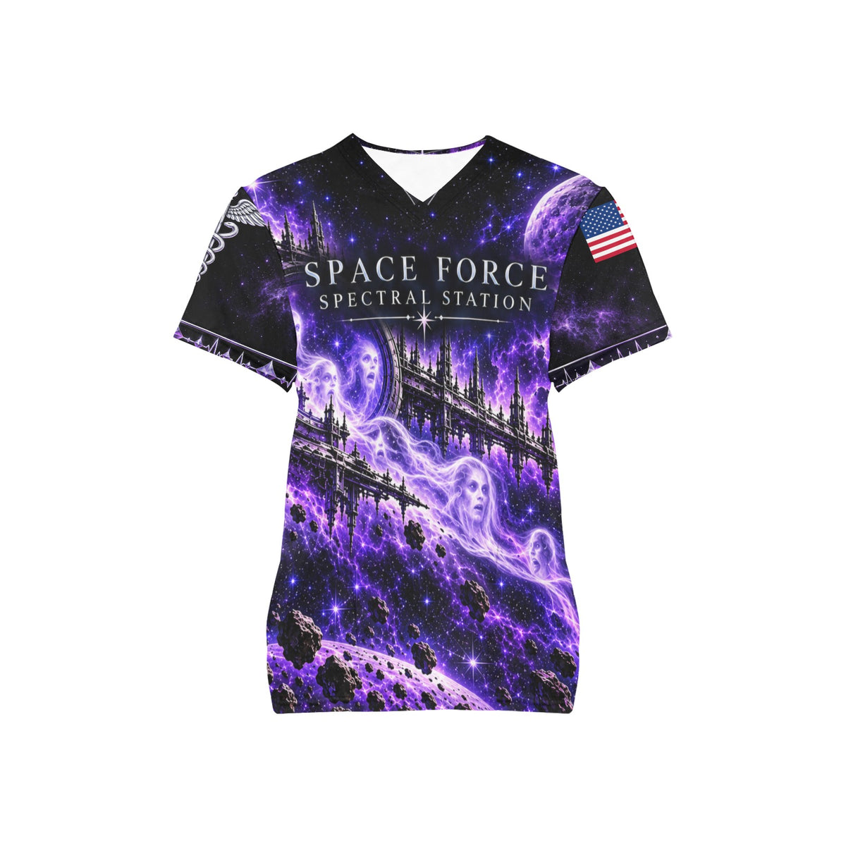 Spectral Station - Space Force Halloween All-Over Print Scrub Top
