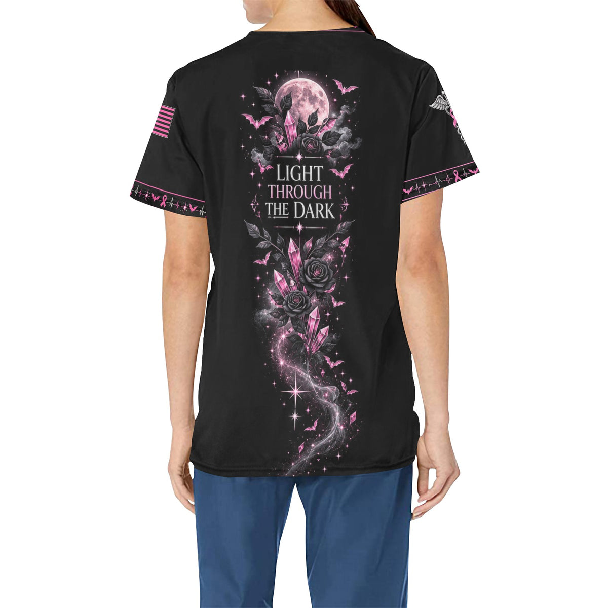 Midnight Hope — Breast Cancer Halloween All-Over Print Scrub Top