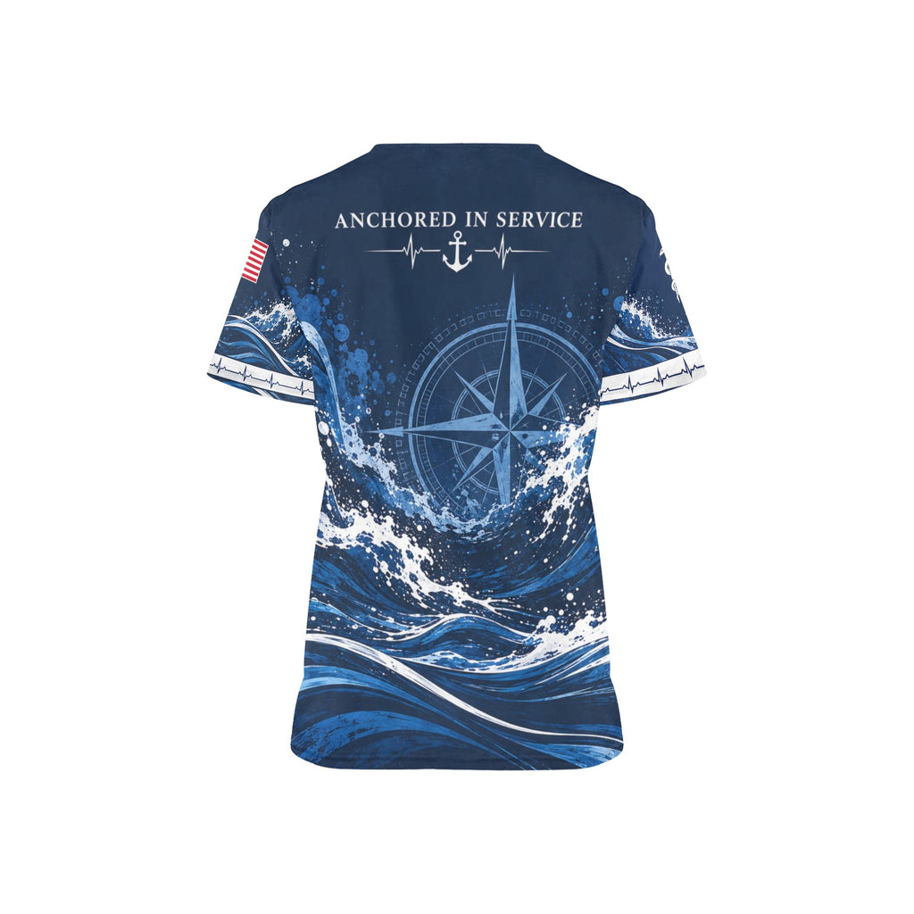 Anchor of Care — Navy Veteran All-Over Print Scrub Top