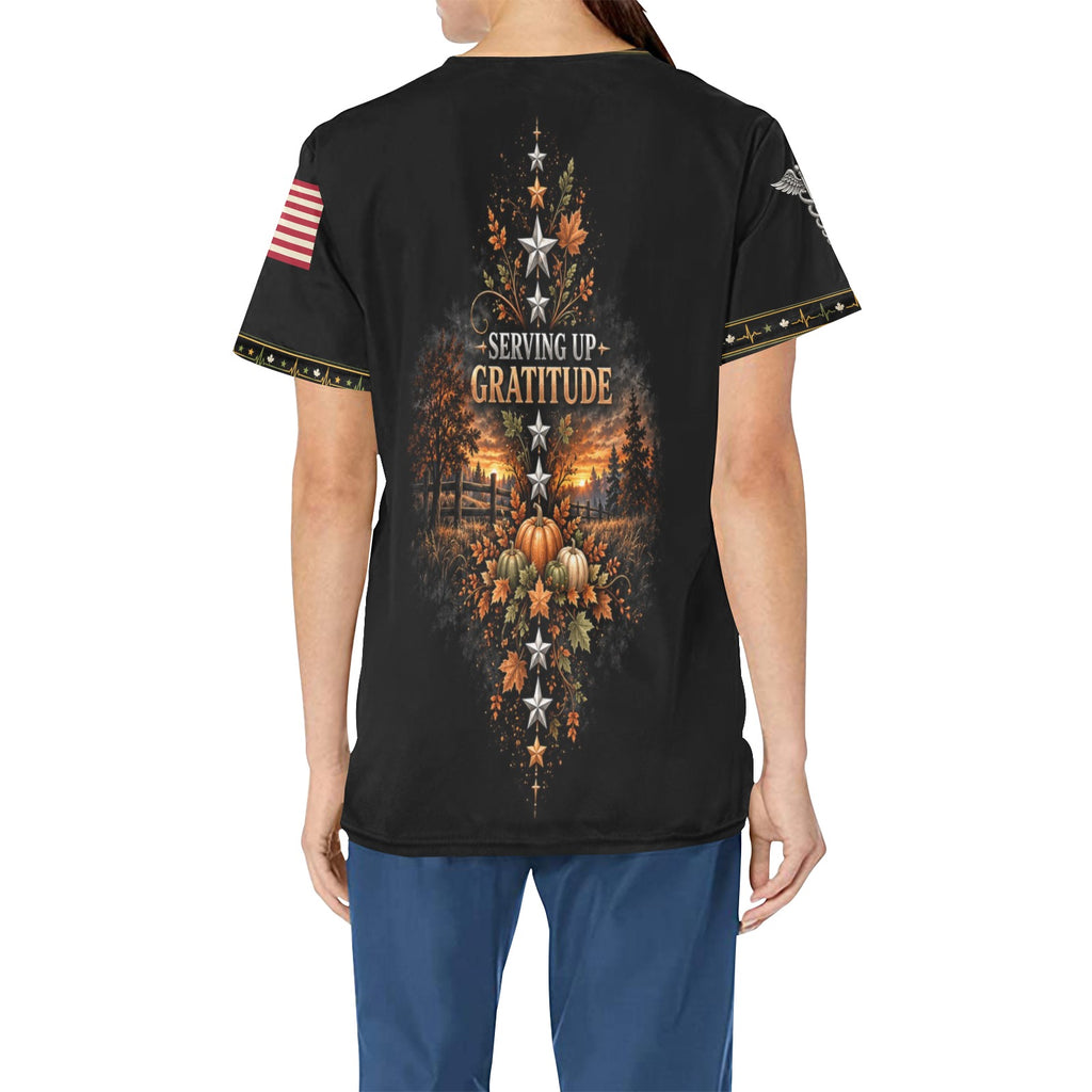 Thankful Crew — Veterans Thanksgiving All-Over Print Scrub Top
