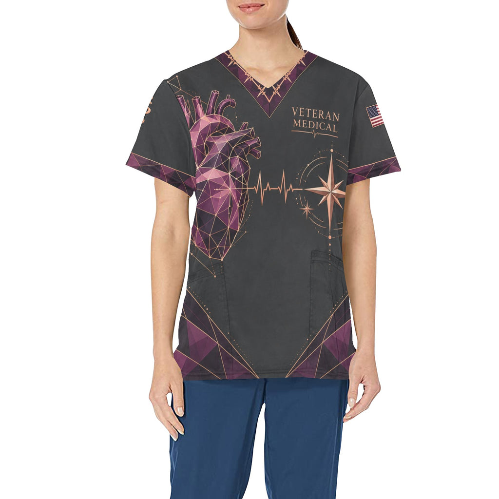 Courage to Care — Veteran Medical All-Over Print Scrub Top