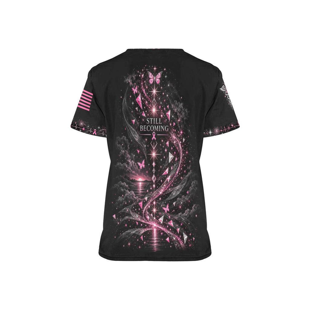 Next Chapter — Breast Cancer Awareness New Year's All-Over Print Scrub Top