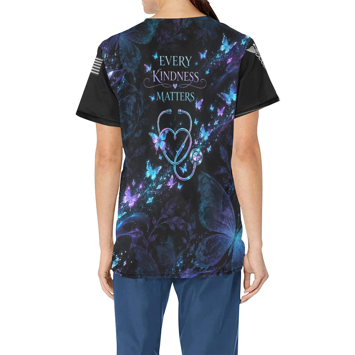 Butterfly Effect — Nursing All-Over Print Scrub Top