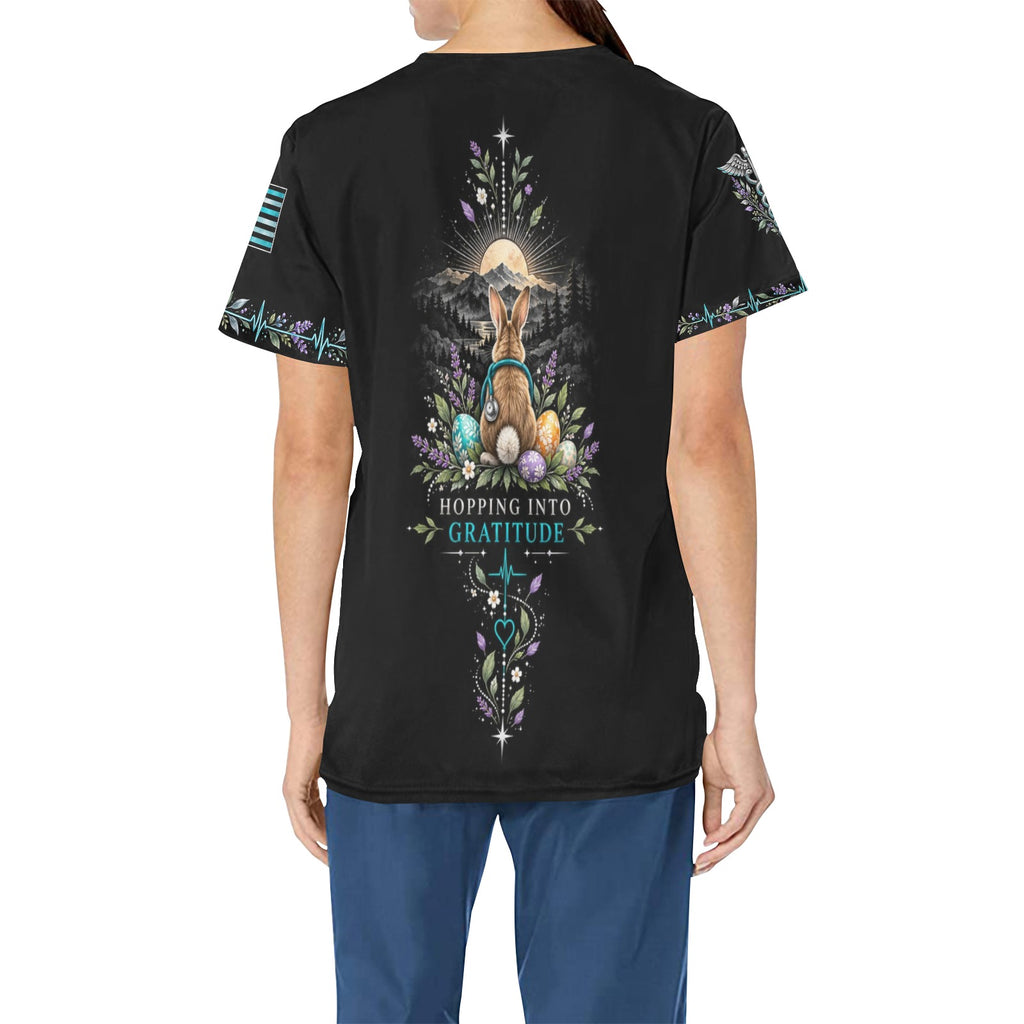 Spring Duty Crew — Respiratory Easter All-Over Print Scrub Top