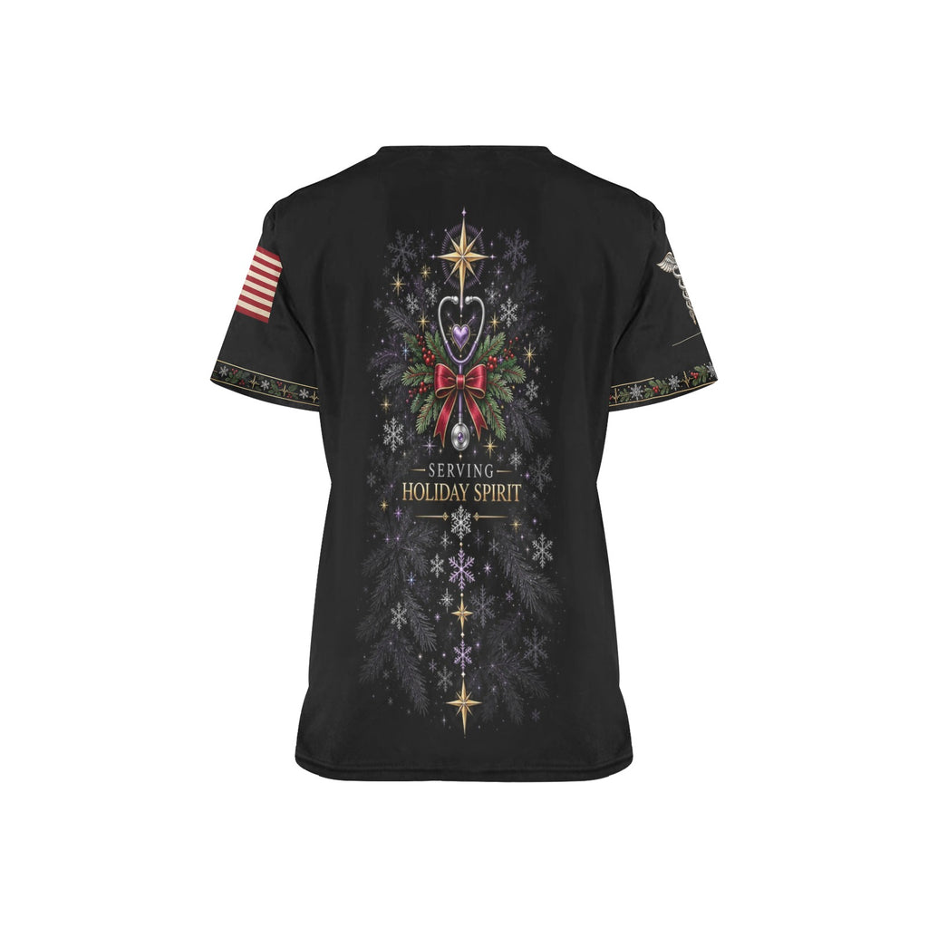 Holiday Crew — Medical Christmas All-Over Print Scrub Top