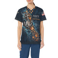 Harvest on Watch — Navy Thanksgiving All-Over Print Scrub Top
