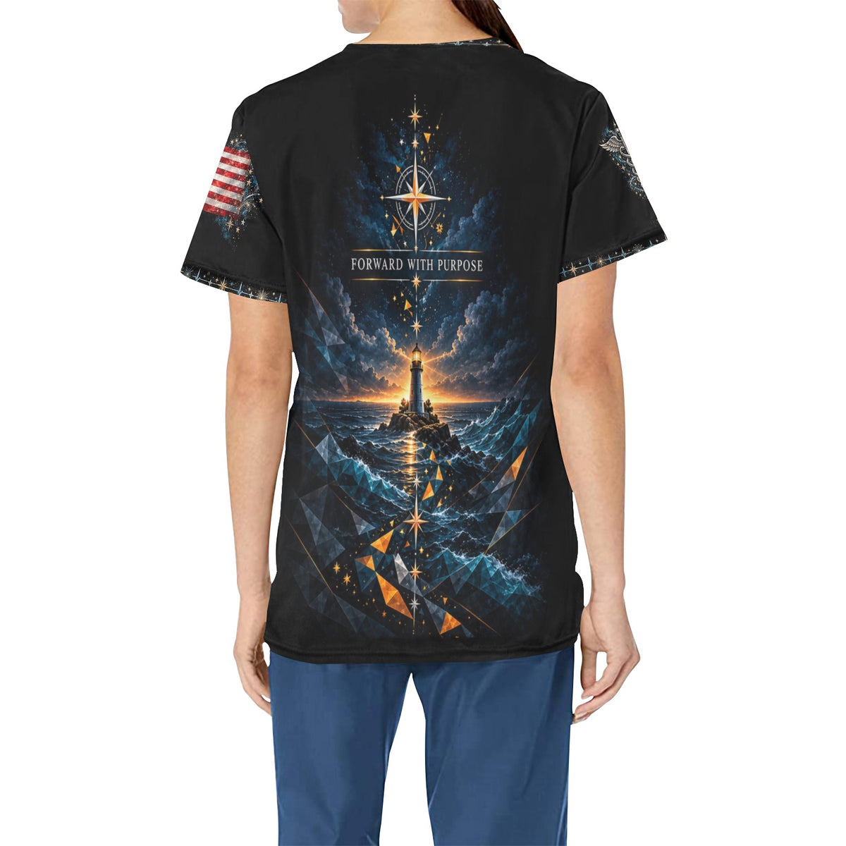 Next Chapter — Coast Guard New Year's All-Over Print Scrub Top