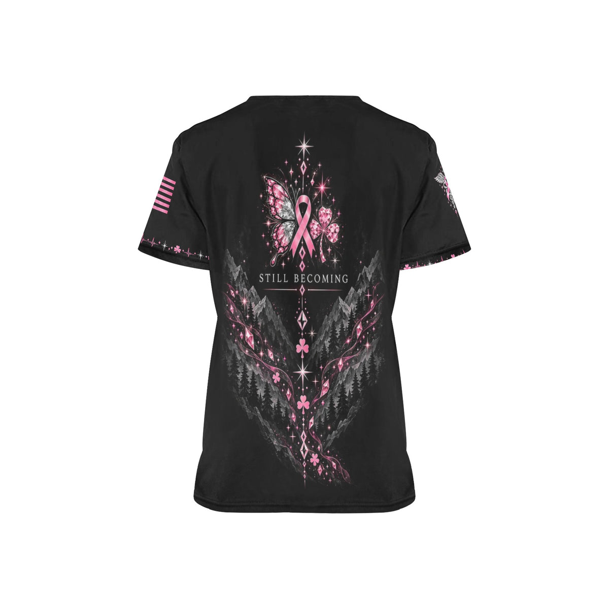 Emerald Resolve — Breast Cancer Awareness St. Patrick's Day All-Over Print Scrub Top