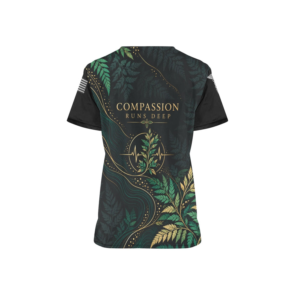 Emerald Resolve — Nursing All-Over Print Scrub Top