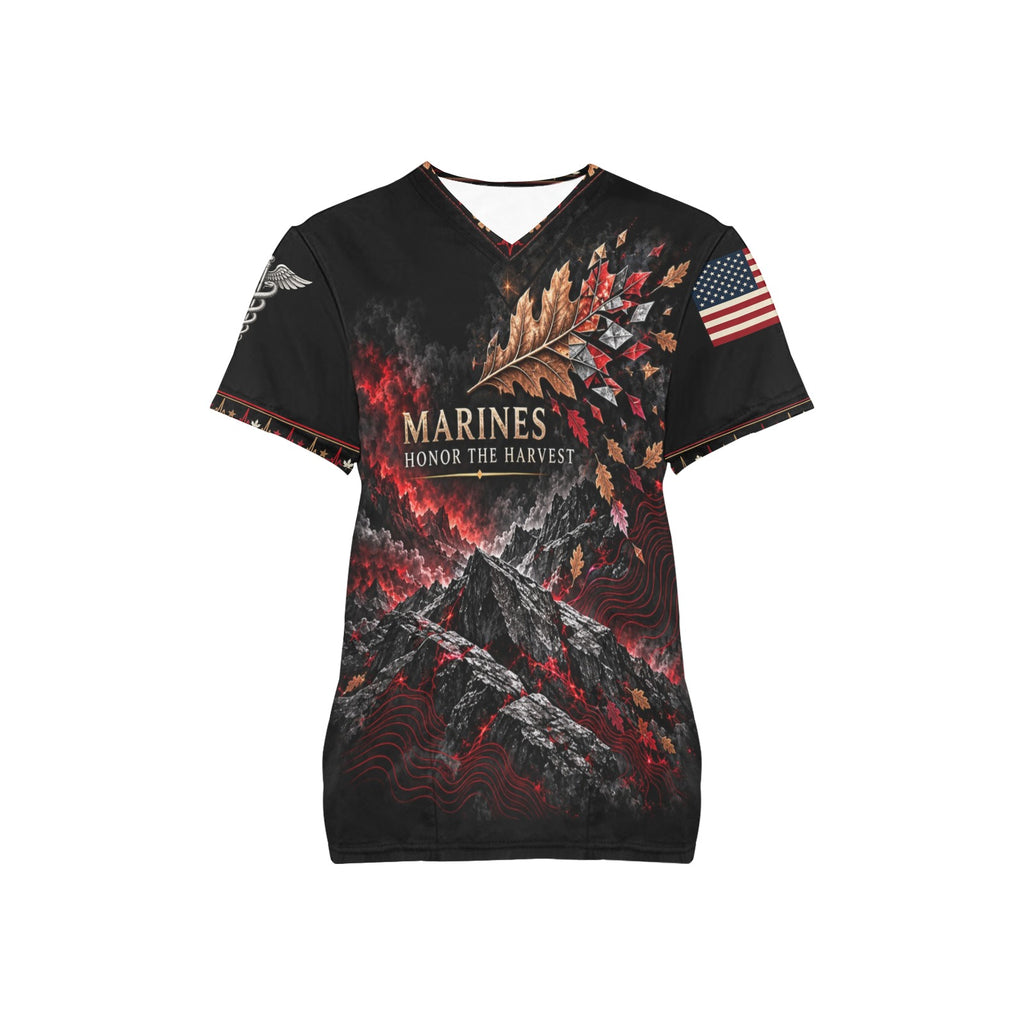 Honor the Harvest — Marine Corps Thanksgiving All-Over Print Scrub Top