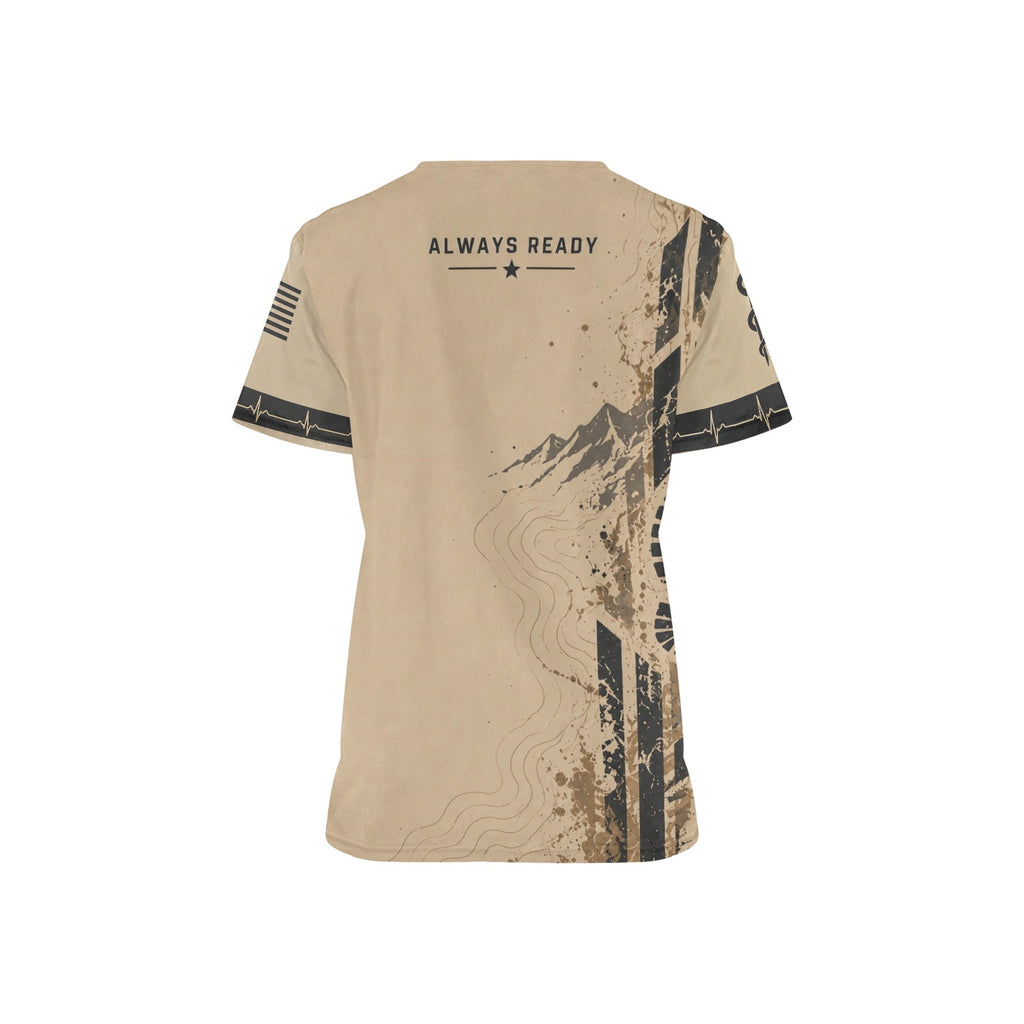 Grounded in Service — Army Veteran All-Over Print Scrub Top