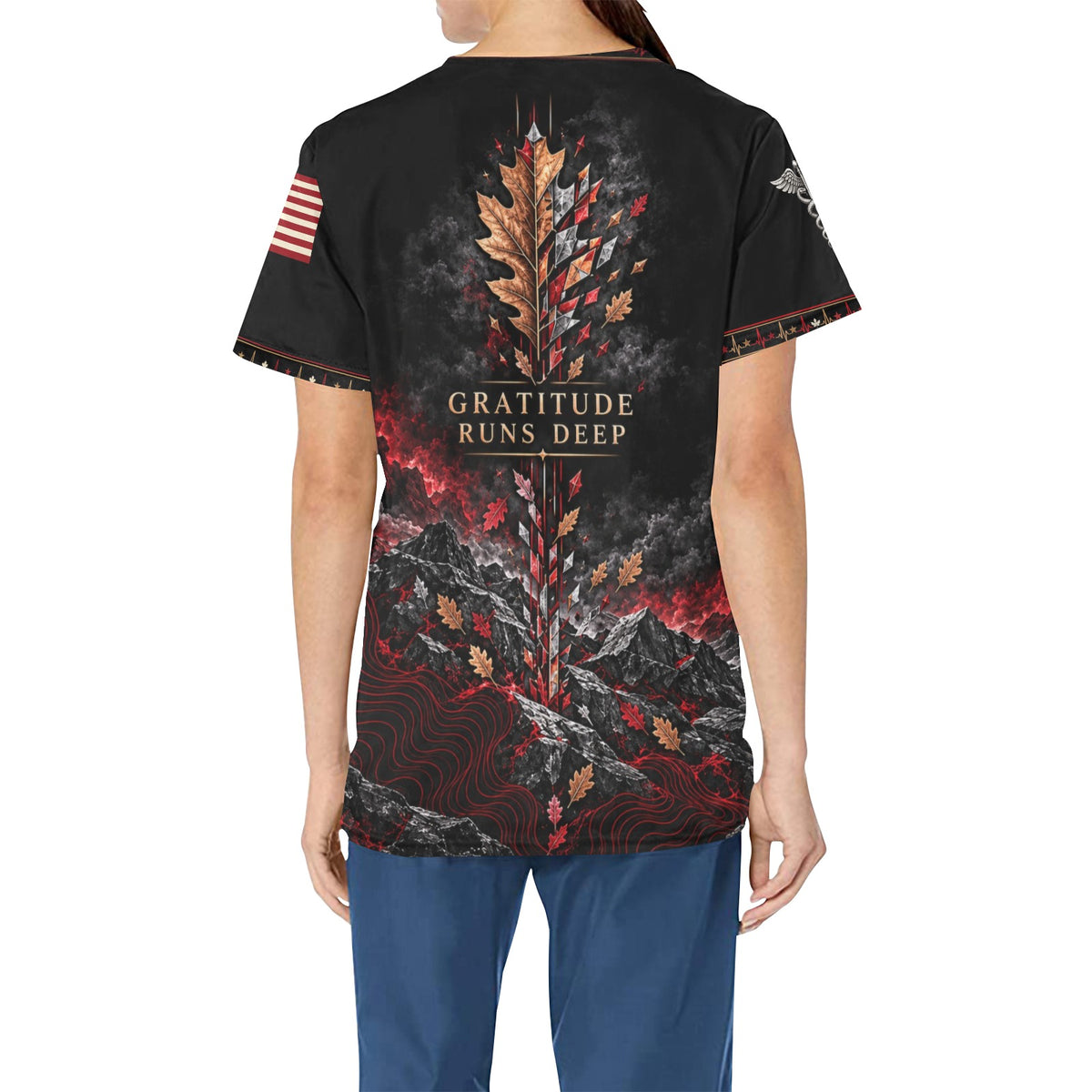 Honor the Harvest — Marine Corps Thanksgiving All-Over Print Scrub Top