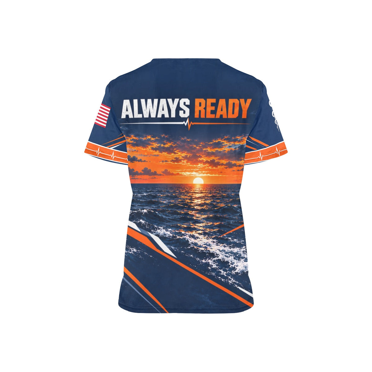 Rescue Ready — Coast Guard Veteran All-Over Print Scrub Top