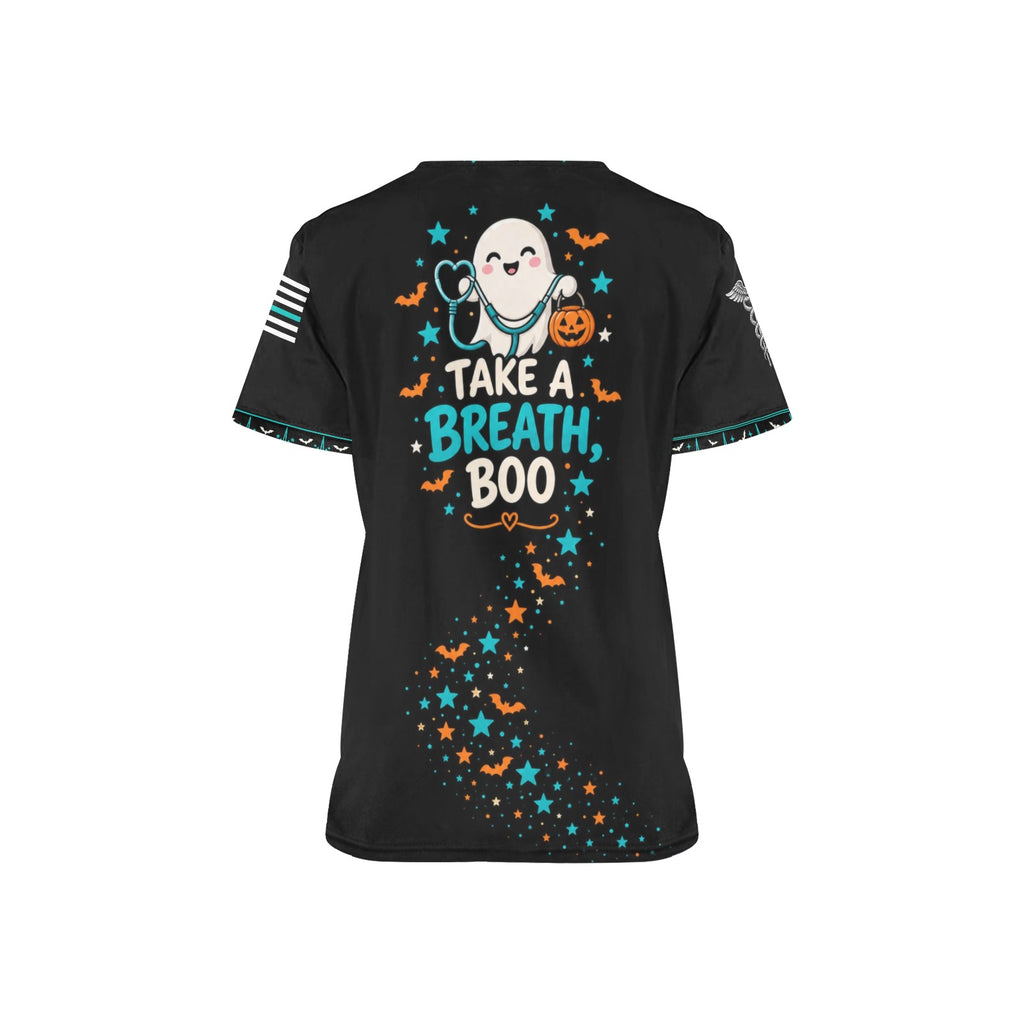 Boo Crew RT — Respiratory Halloween All-Over Print Scrub Top