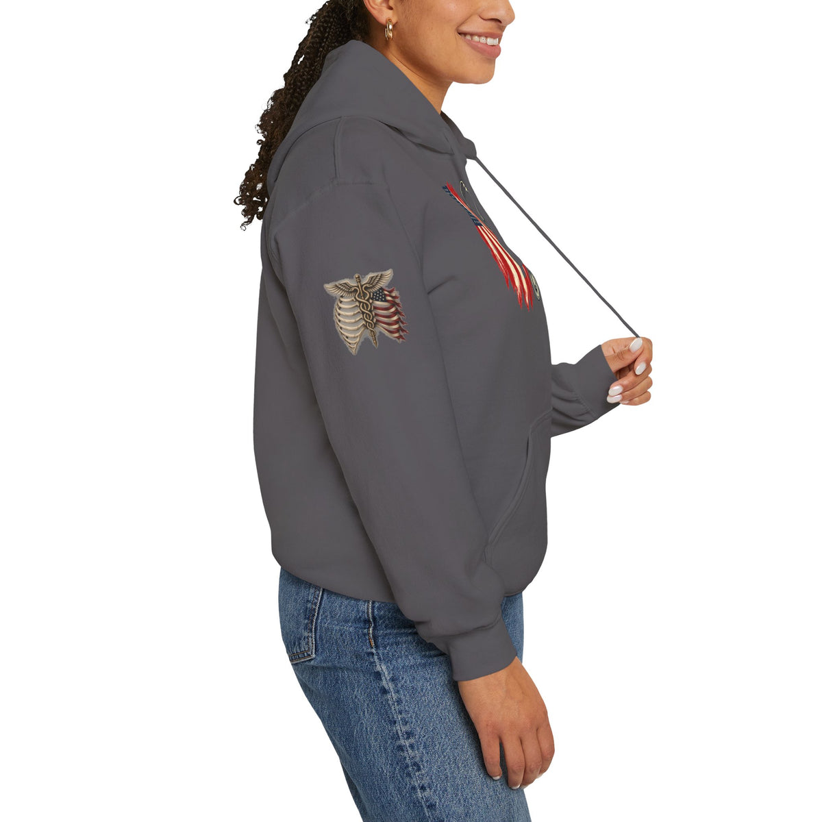 Off Duty, Service Continues — Charcoal Medical Hoodie