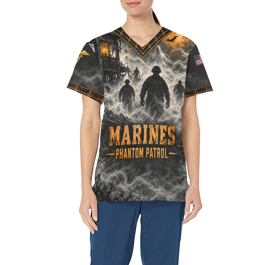 Phantom Patrol — Marine Corps Halloween All-Over Print Scrub Top