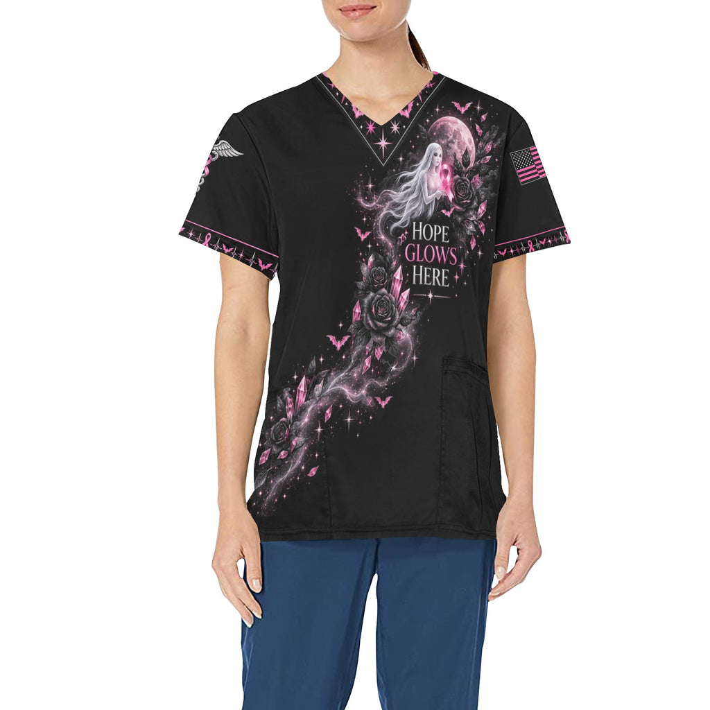 Midnight Hope — Breast Cancer Halloween All-Over Print Scrub Top